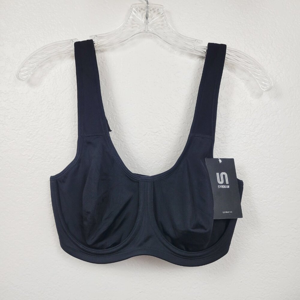 NWT Syrokan Sports Bra Size 34DD Black A227 Plus High Impact Max Support New